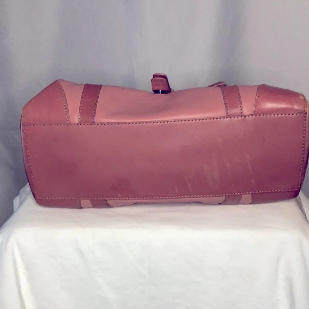Women's Pink Leather Satchel Shoulder Bag